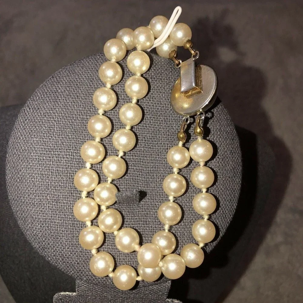 Vintage Faux Pearl Double Strand Bracelet